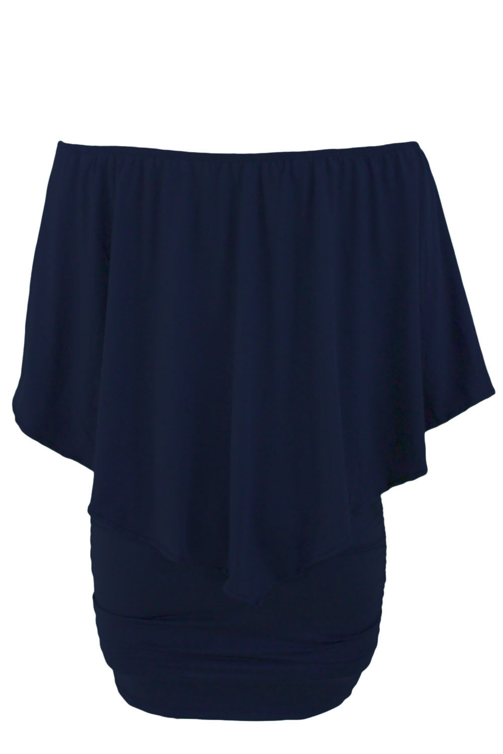 Mini-robe poncho superposée bleu foncé de grande taille