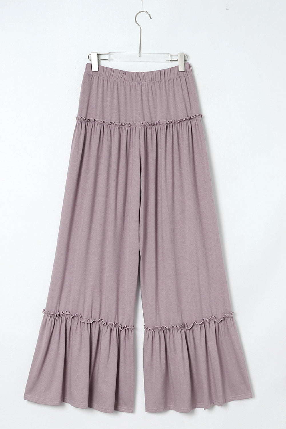 Pantalon large taille haute avec cordon de serrage et volants