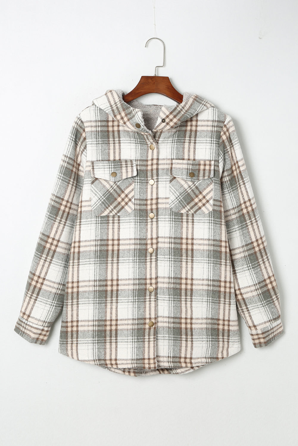 Veste à capuche à carreaux doublée en sherpa