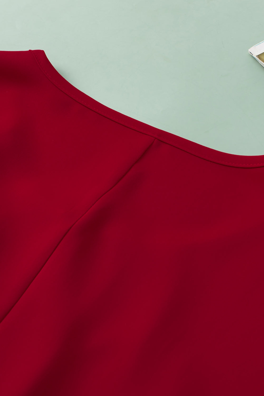 T-shirt Plissé à Col Rond Grande Taille