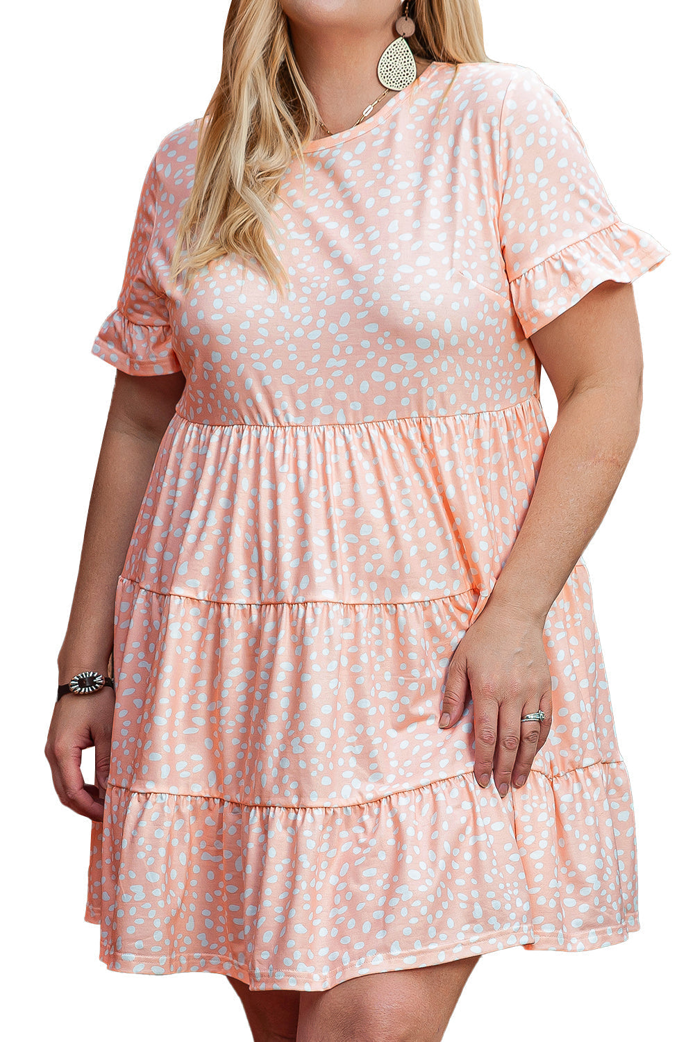 Robe à volants et volants à imprimé guépard, grande taille