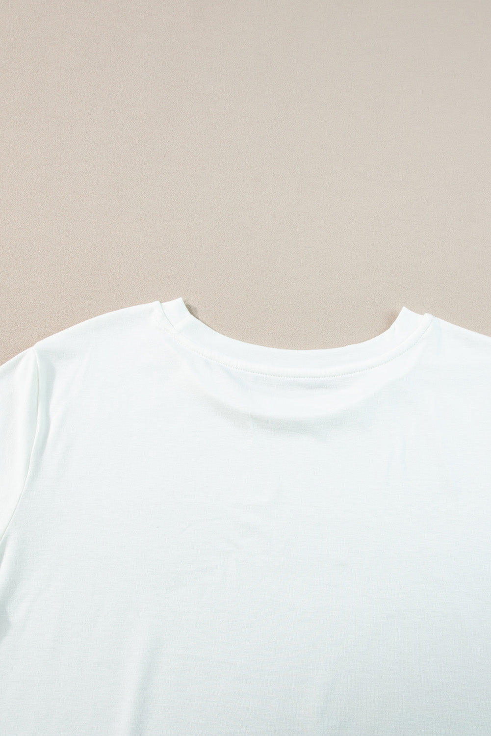 T-shirt à manches retroussées et col rond, grande taille