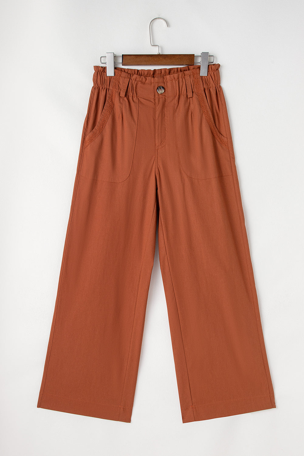 Pantalon décontracté a jambe droite avec poches a taille élastique