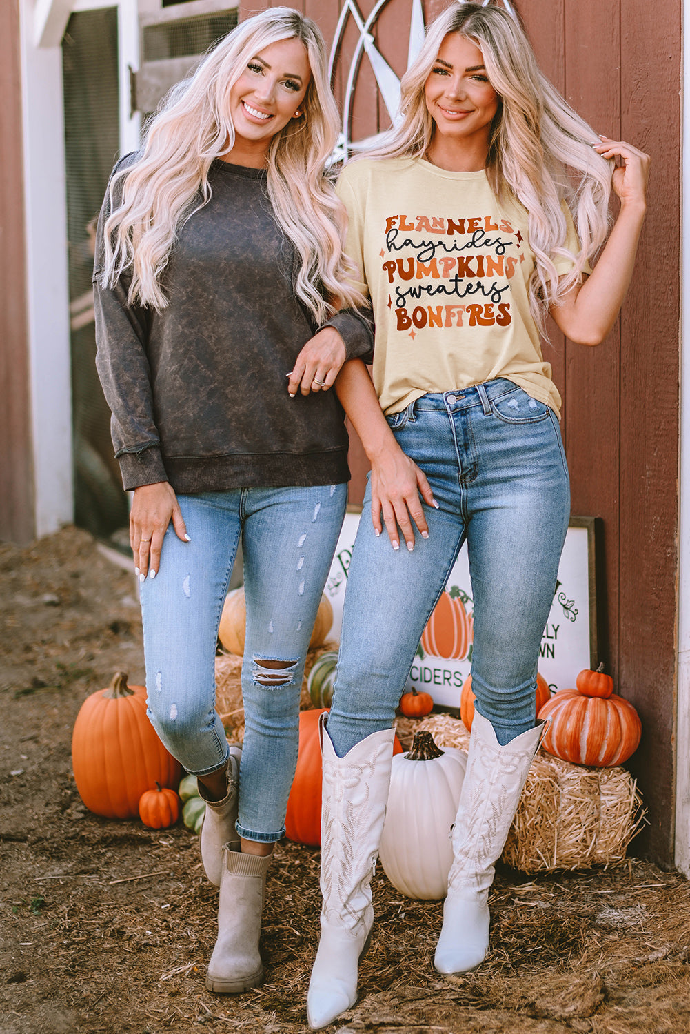 Flanelles Hayrides Citrouilles Pulls Bonfires Tee