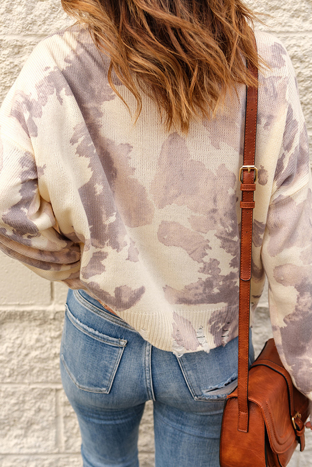 Pull tie-dye délavé beige