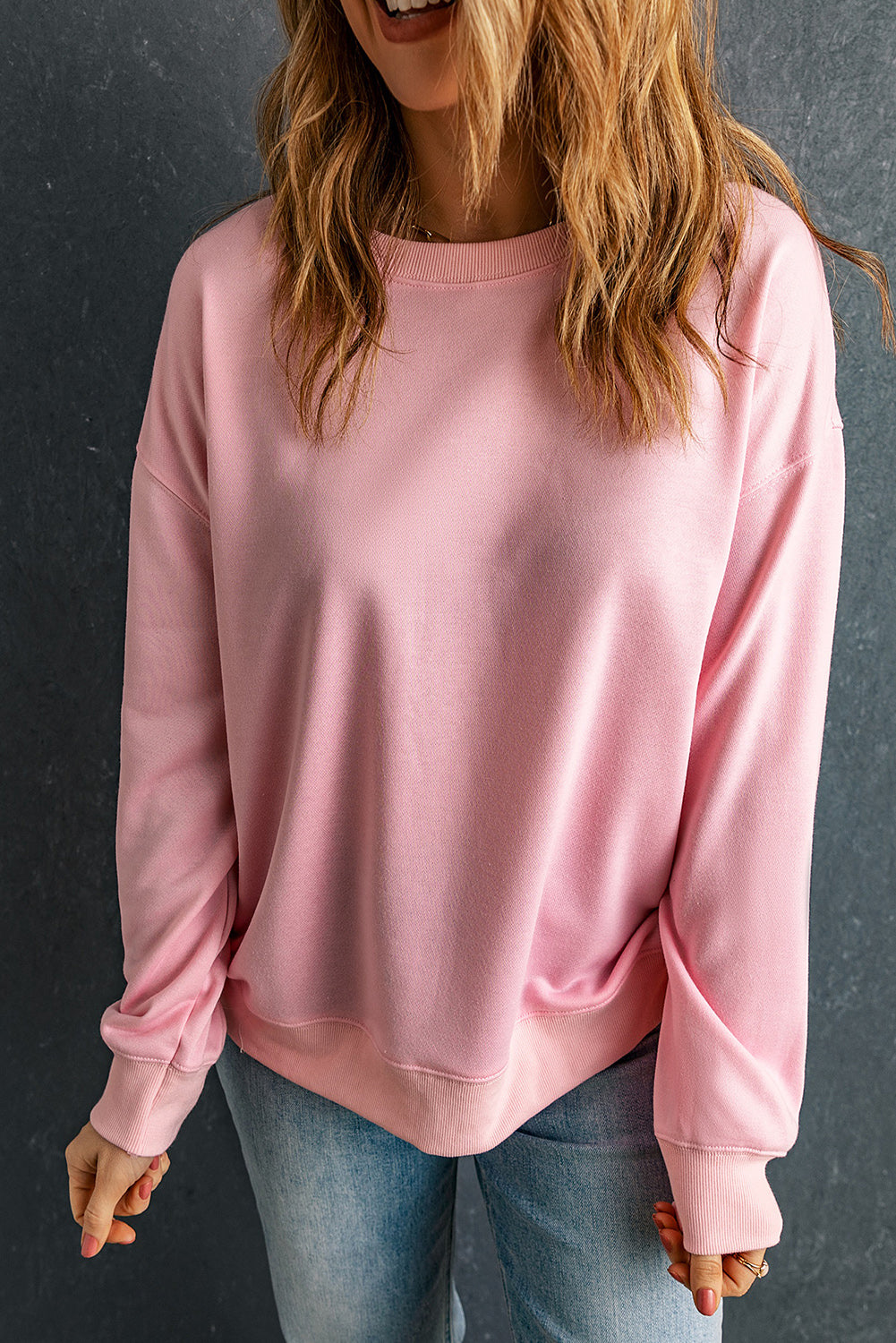 Sweat-shirt classique uni à col rond