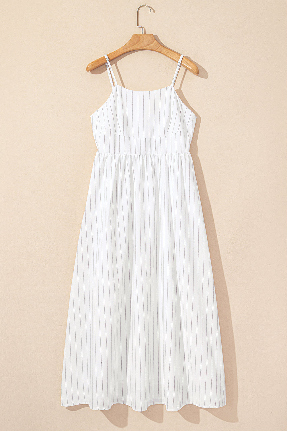 Robe longue taille haute à bretelles spaghetti et poches