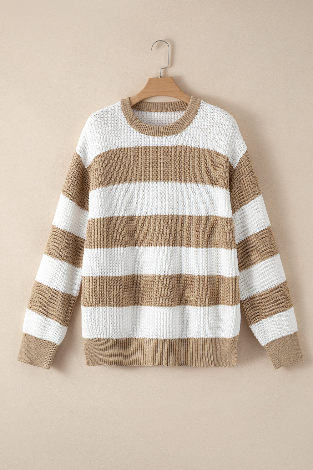 Pull rayé color block a épaules tombantes et fente latérale