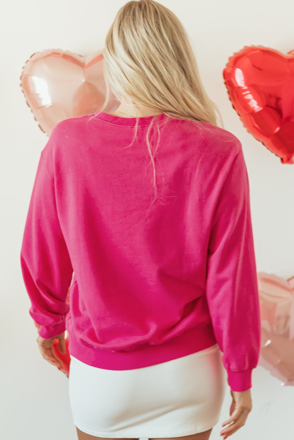 Sweat-shirt graphique a patch double cœur en vache et sequins