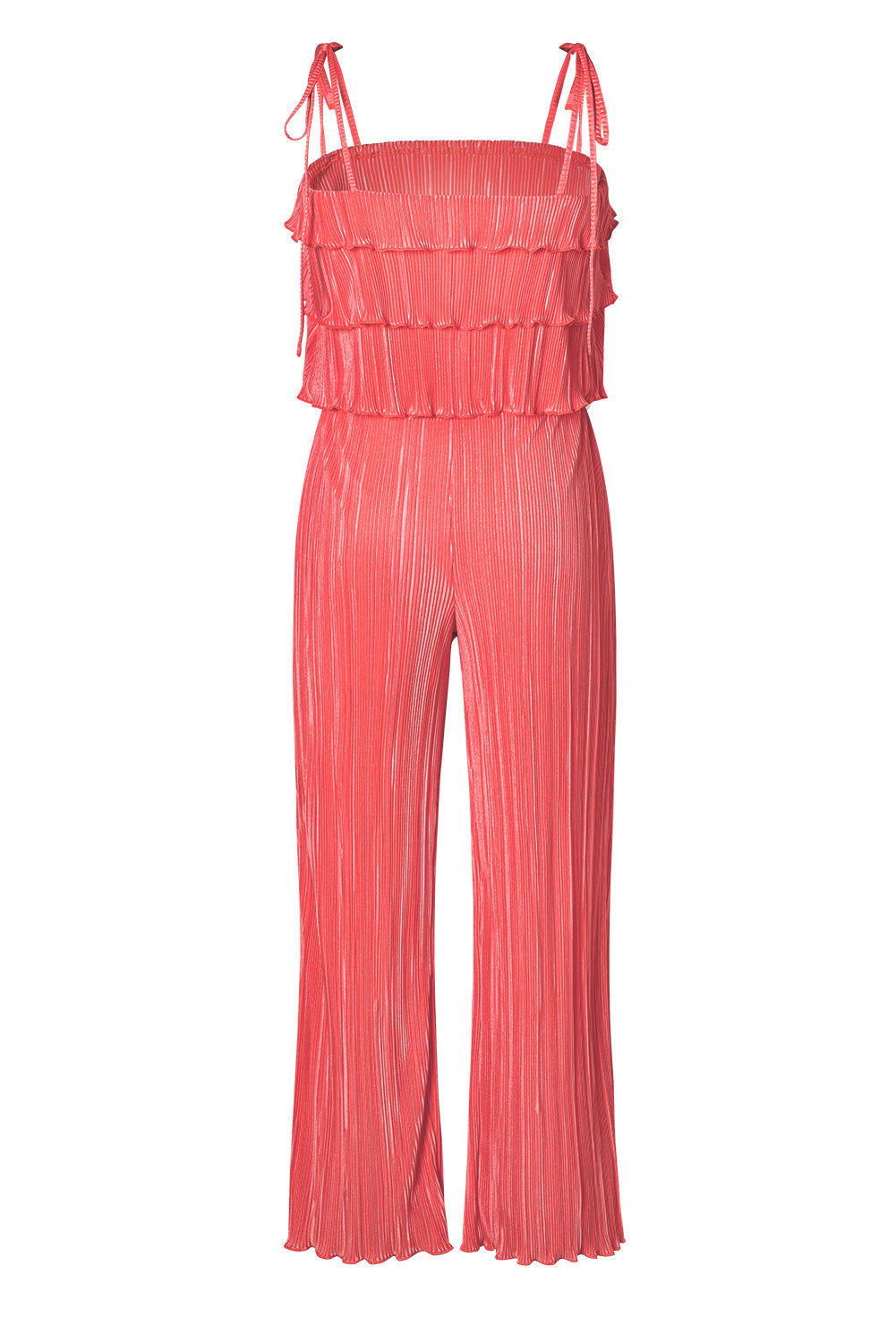 Ensemble pantalon large plissé caraco à volants et volants