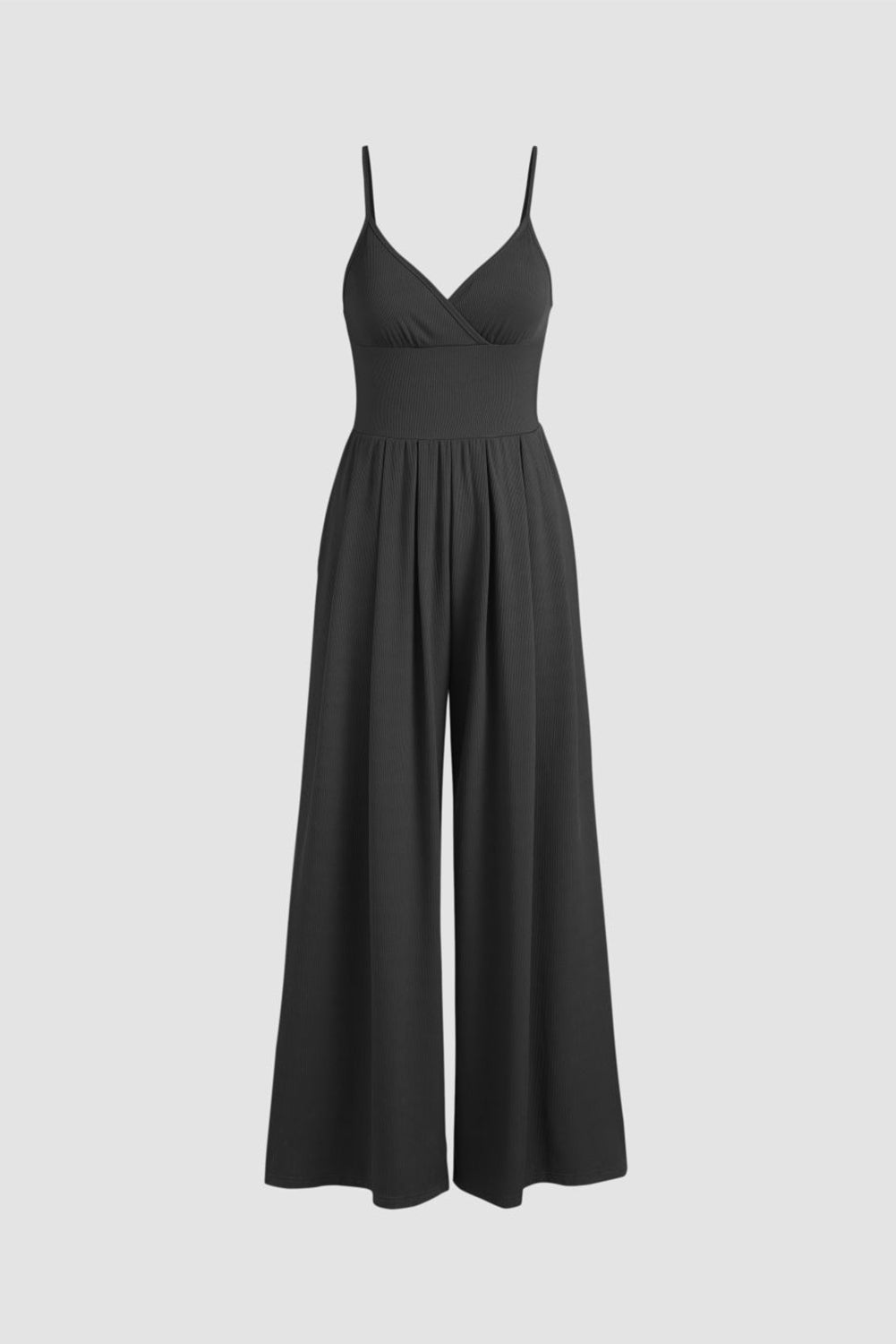 Combinaison camisole sexy à jambes larges et taille haute col en V