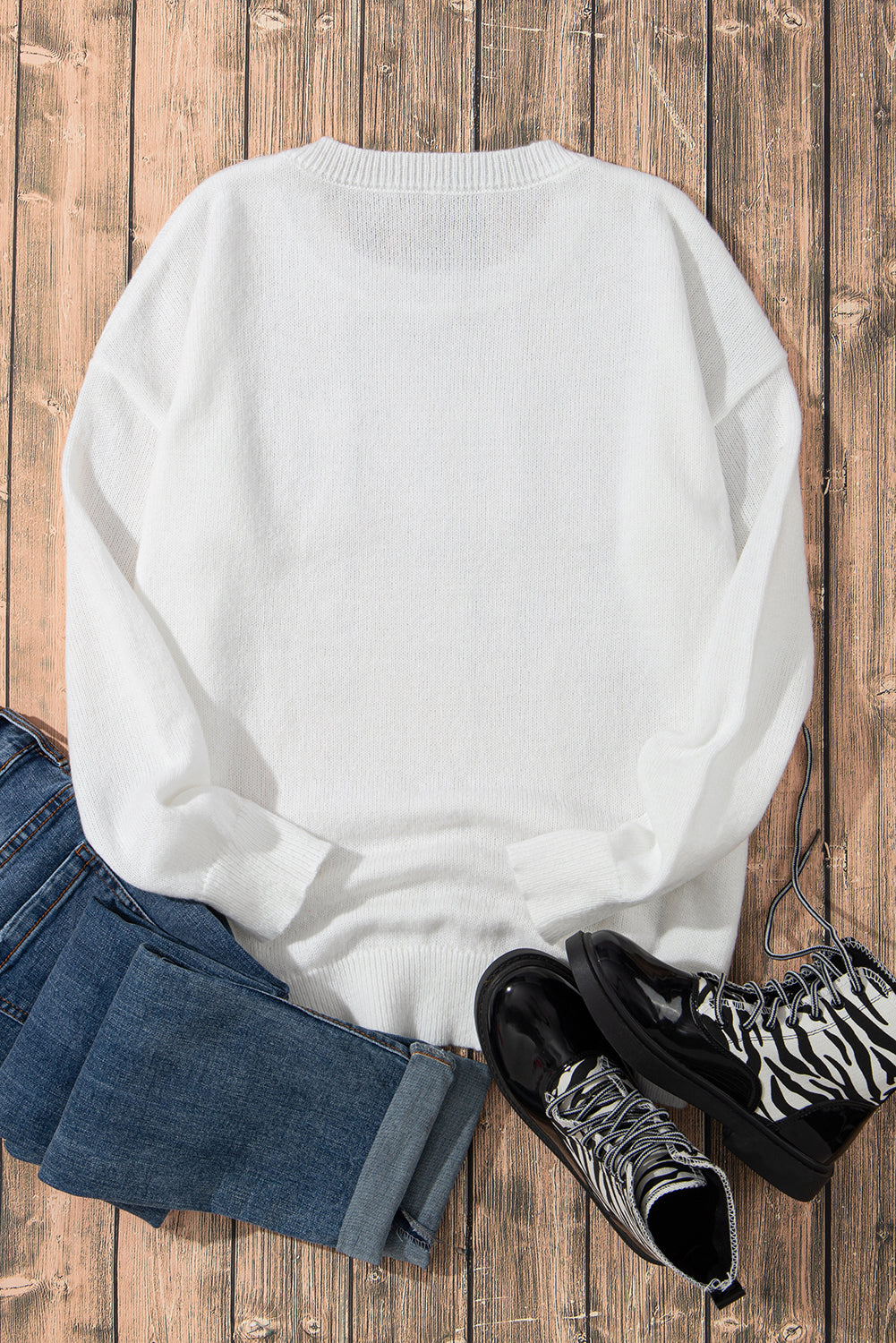 XOXO Pull décontracté a col rond imprimé pailleté