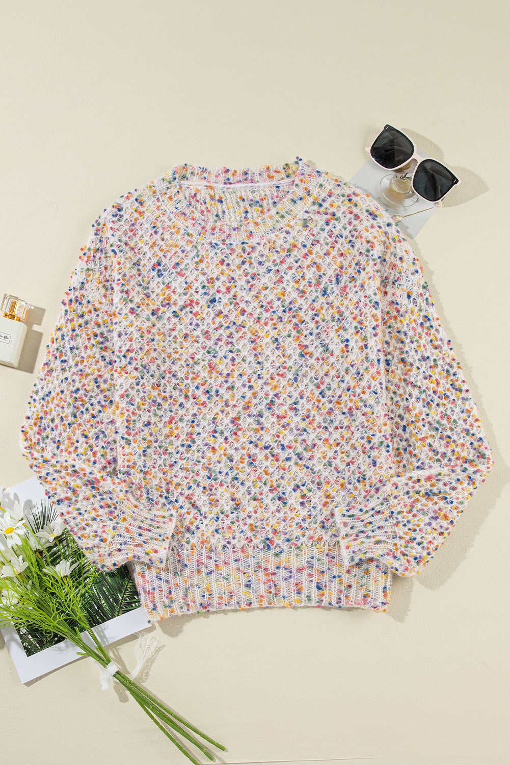 Haut pull pop-corn en tricot confettis