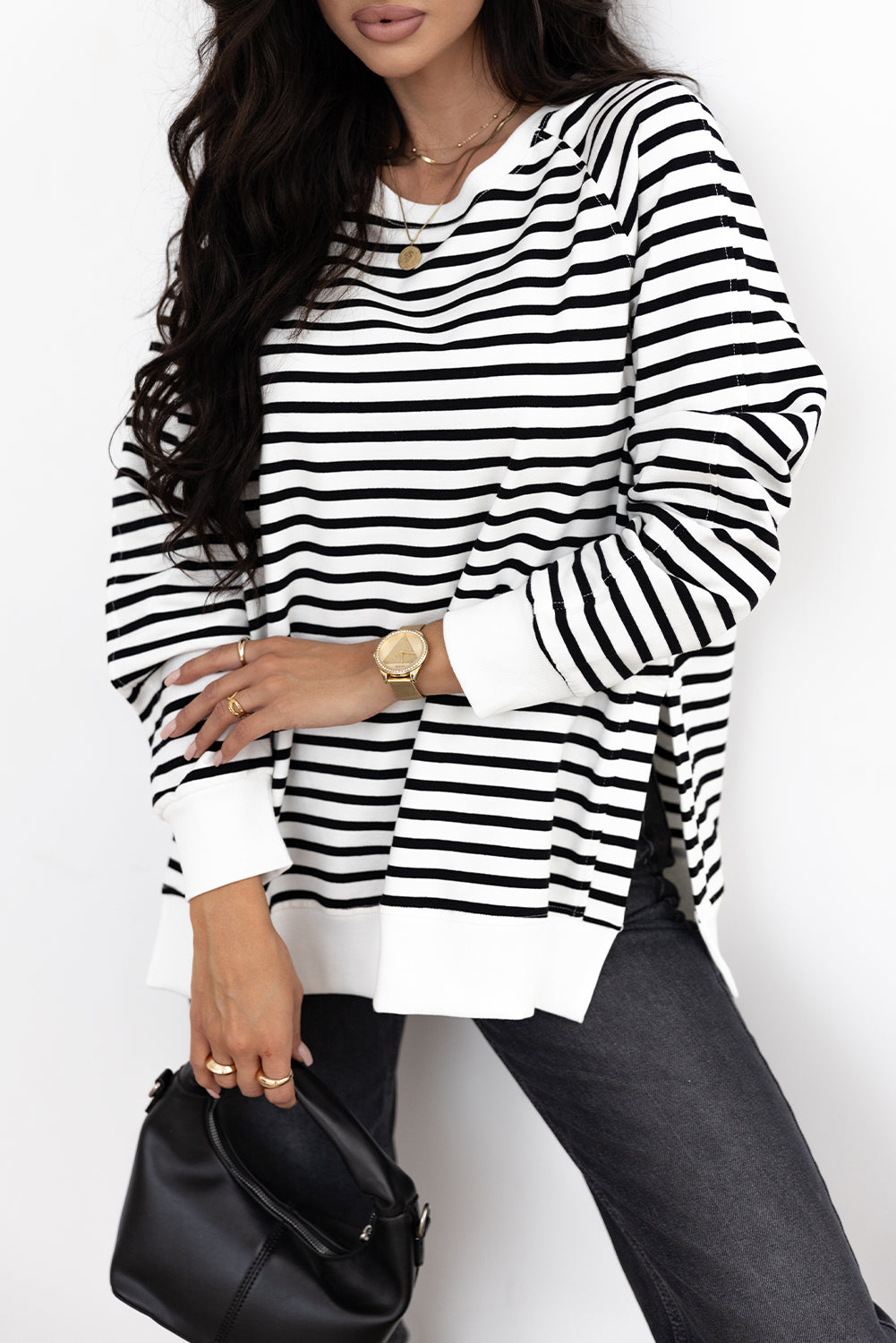 Sweat-shirt ample a manches raglan et fentes latérales