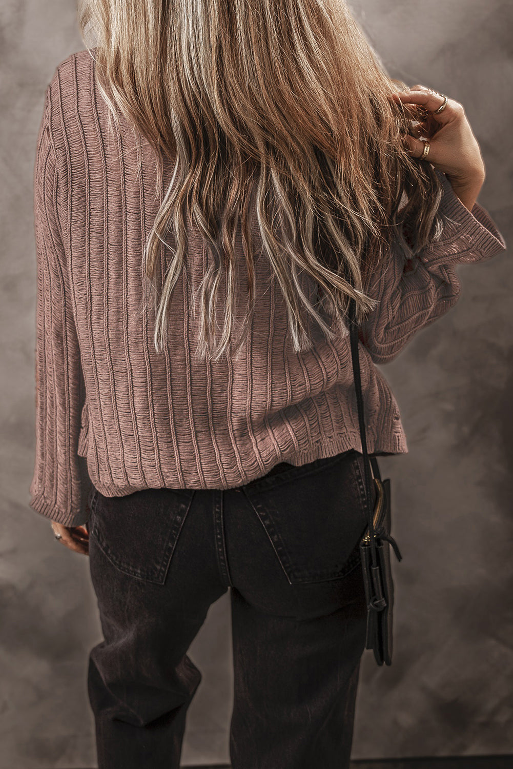Cardigan boutonné en tricot texturé découpé
