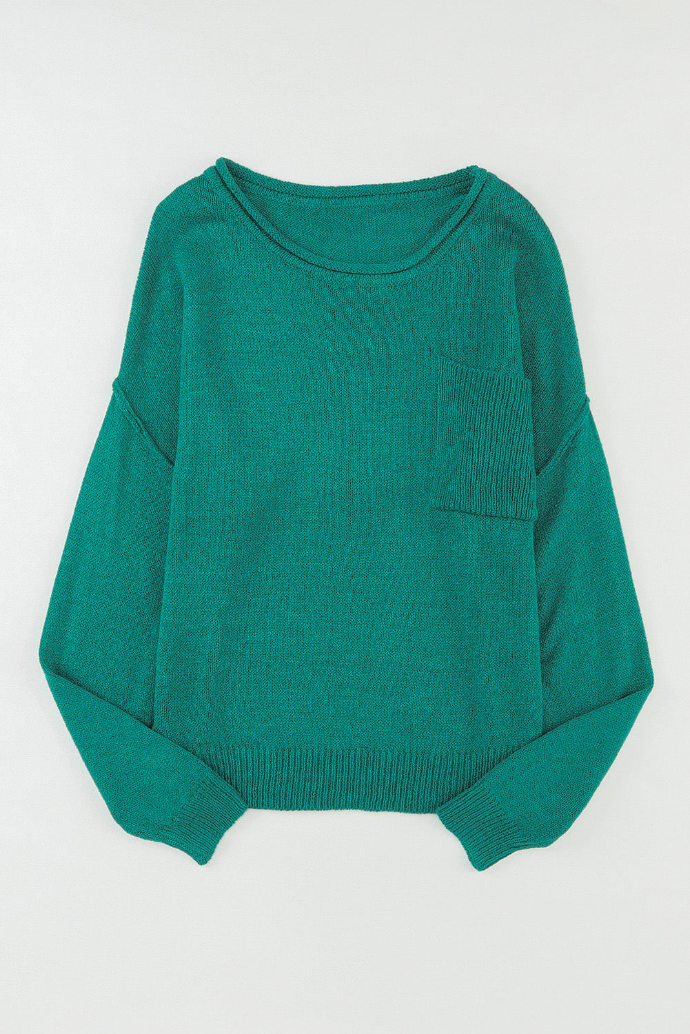 Pull en tricot côtelé à épaules dénudées de couleur unie avec poche