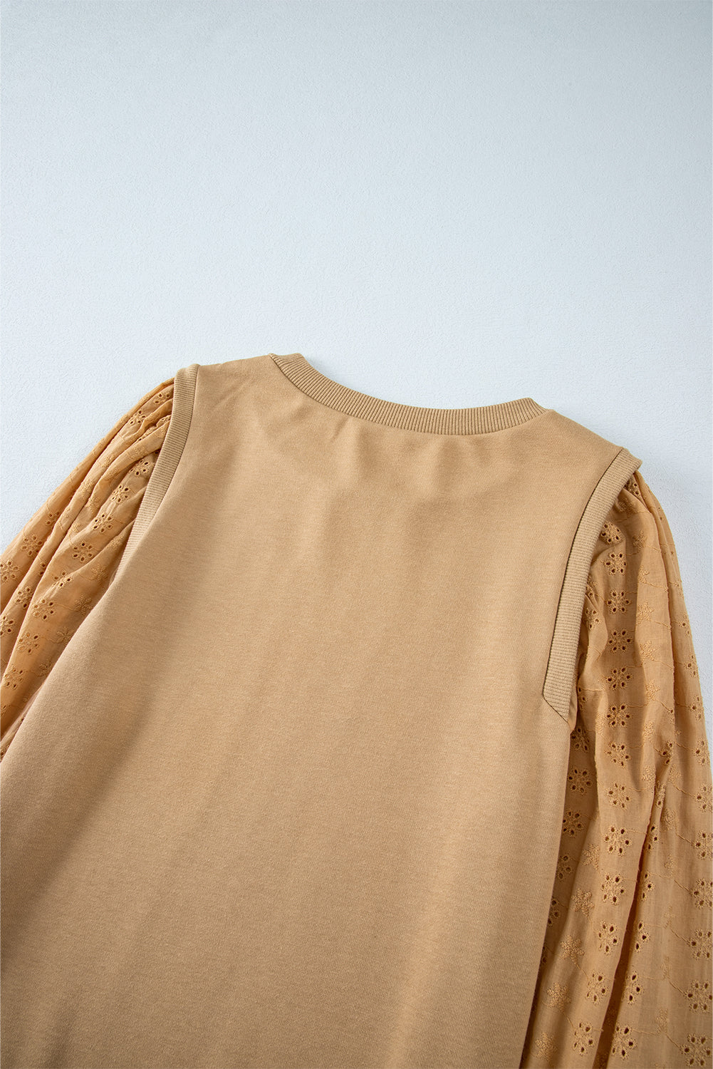 Sweat-shirt uni à manches patchwork et col rond