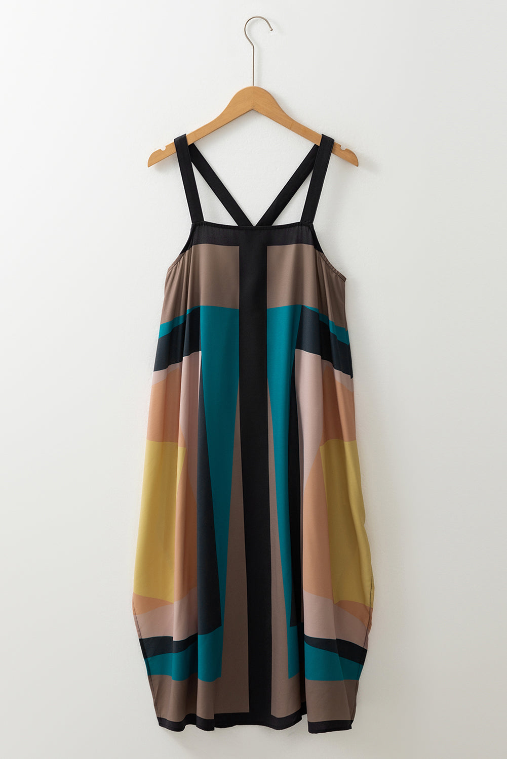 Robe sans manches à imprimé géométrique rétro dans le dos en Y