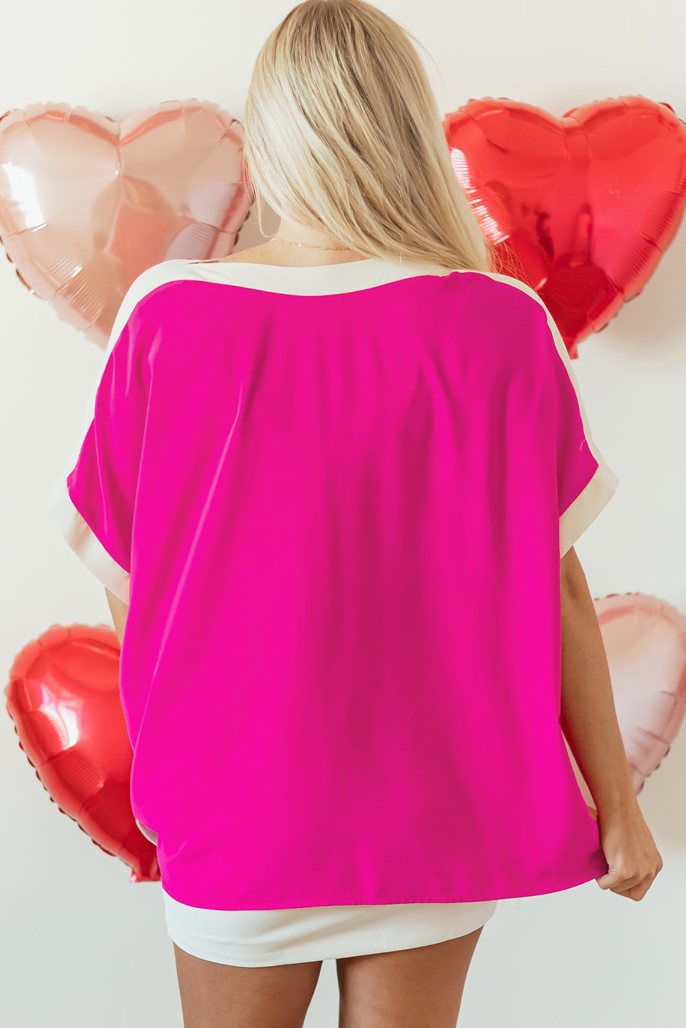 Chemisier tunique oversize a col bateau et blocs de couleurs