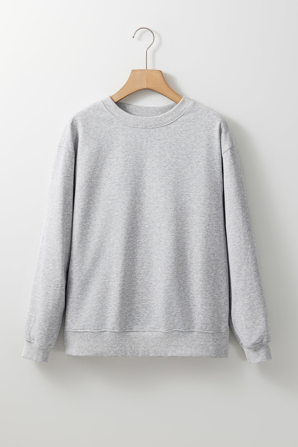 Sweat-shirt uni a col rond et épaules tombantes