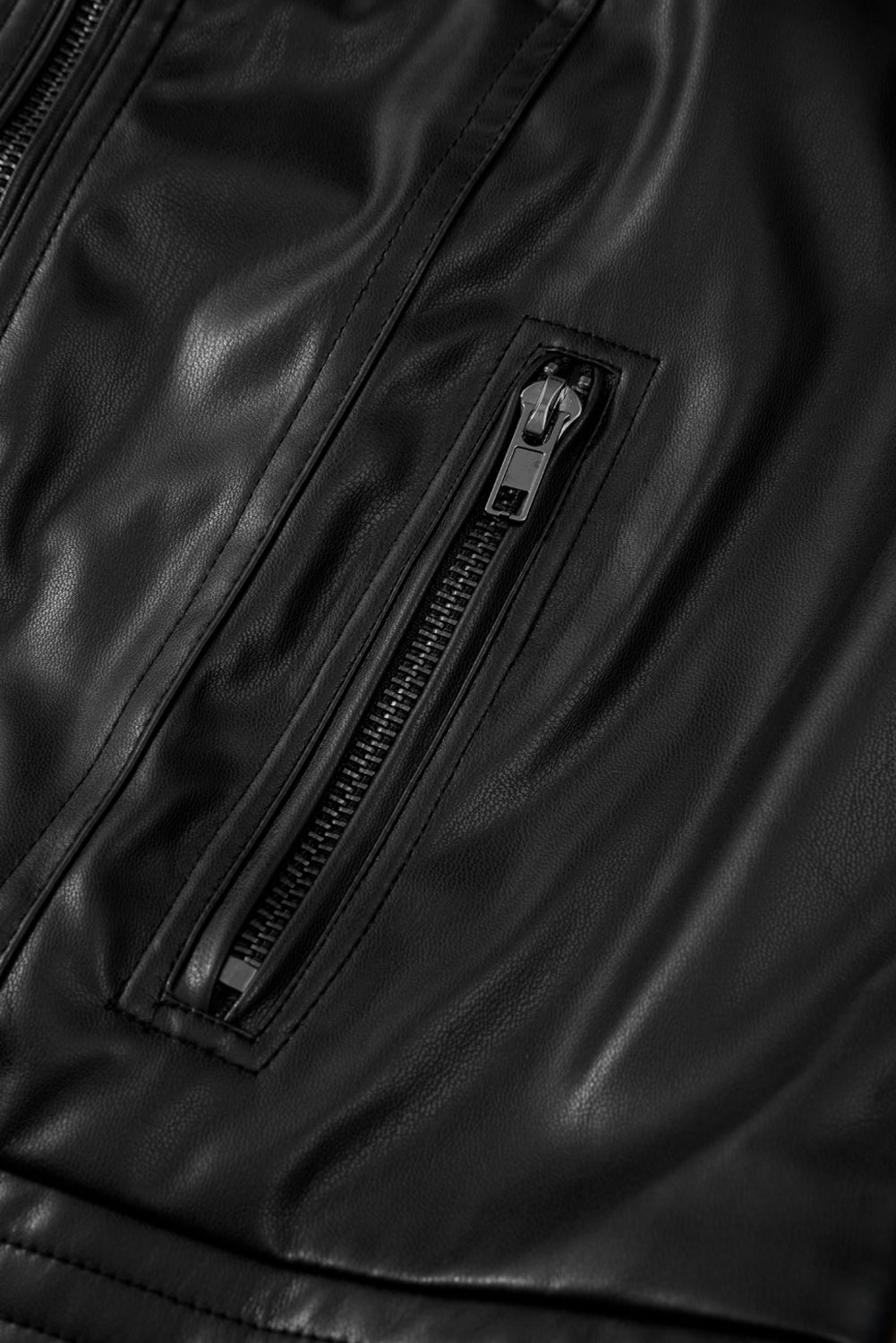 Blouson aviateur coupe slim en similicuir uni avec fermeture éclair