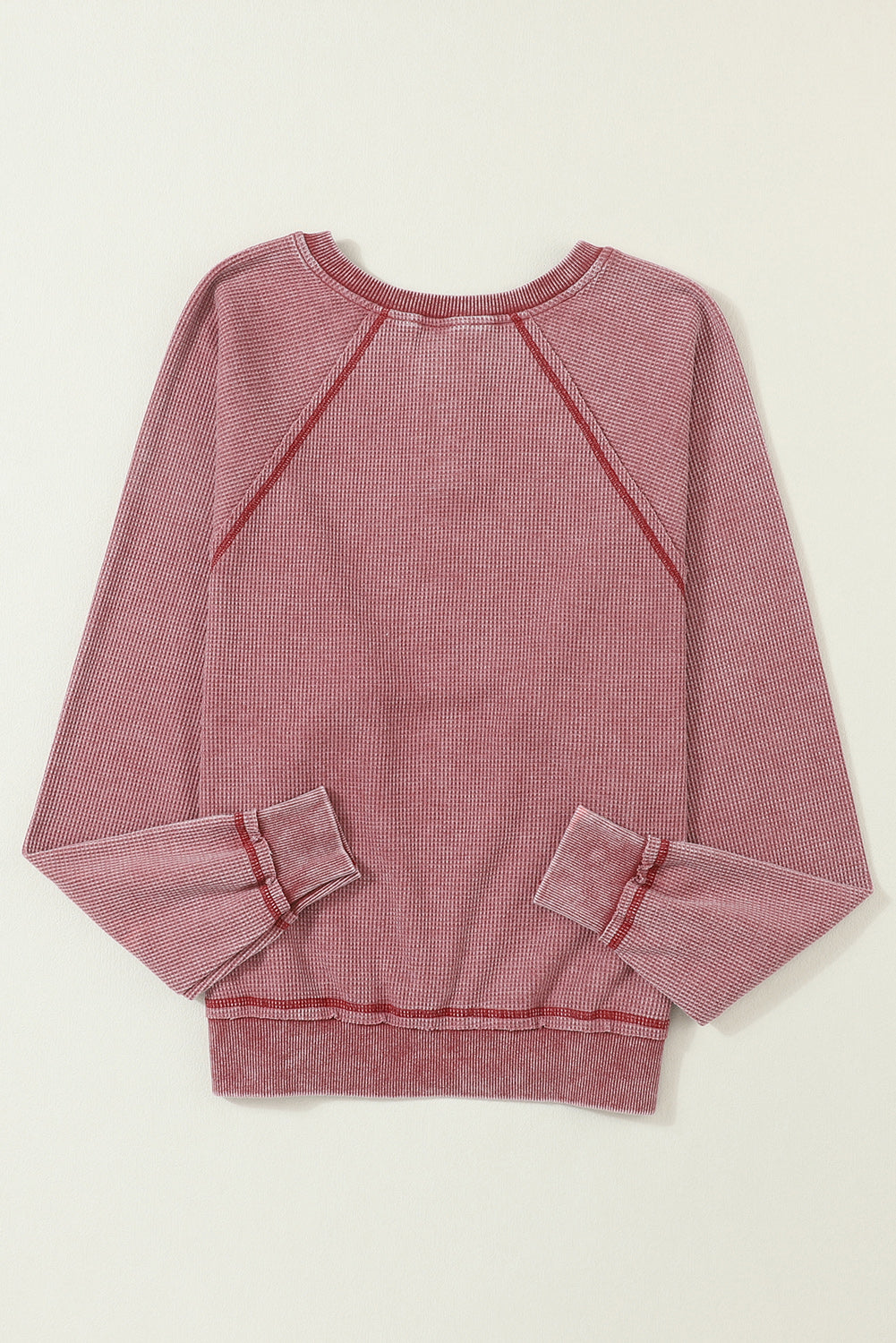 Sweat Henley en tricot gaufré à manches raglan
