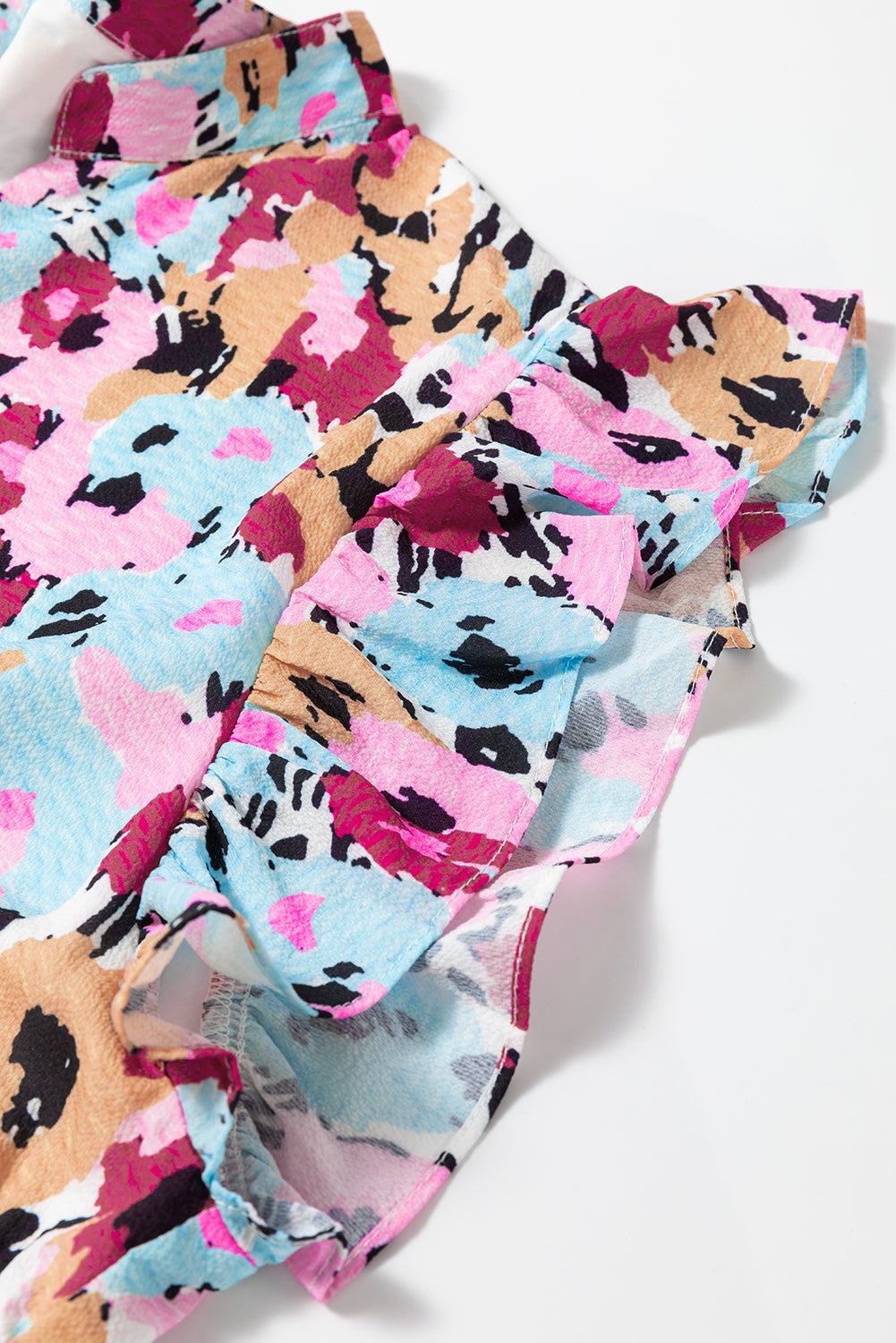Mini-Robe Florale à Volants et Mancherons Grande Taille