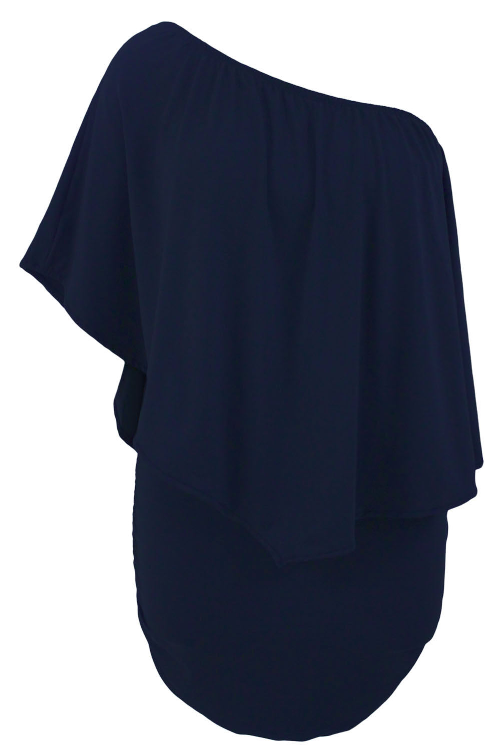 Mini-robe poncho superposée bleu foncé de grande taille