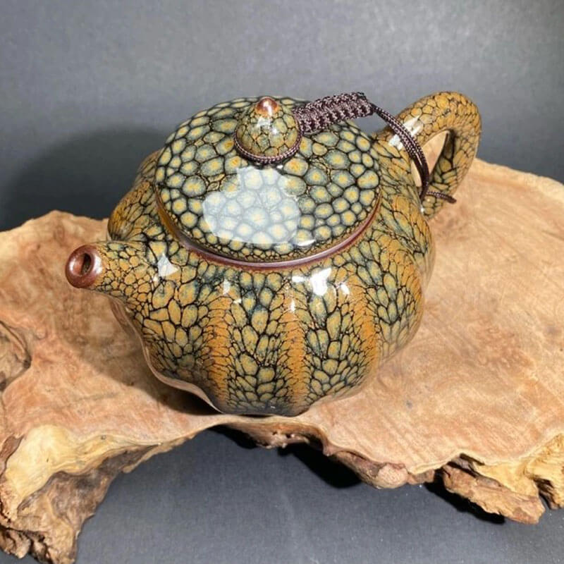 Brown Partridge Jian Zhan Tenmoku Lantern Teapot