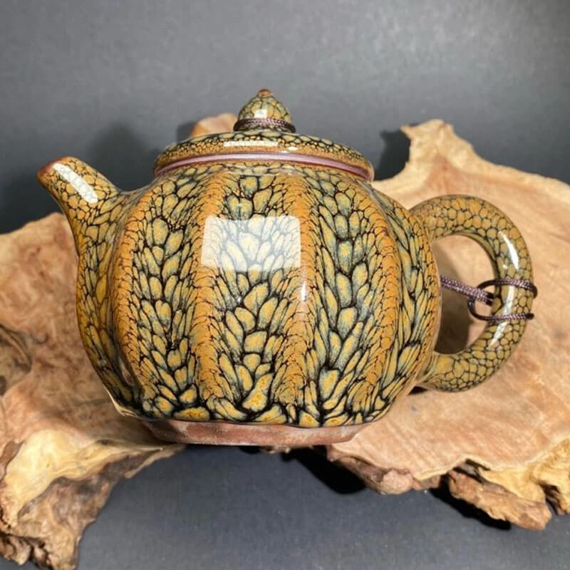 Brown Partridge Jian Zhan Tenmoku Lantern Teapot