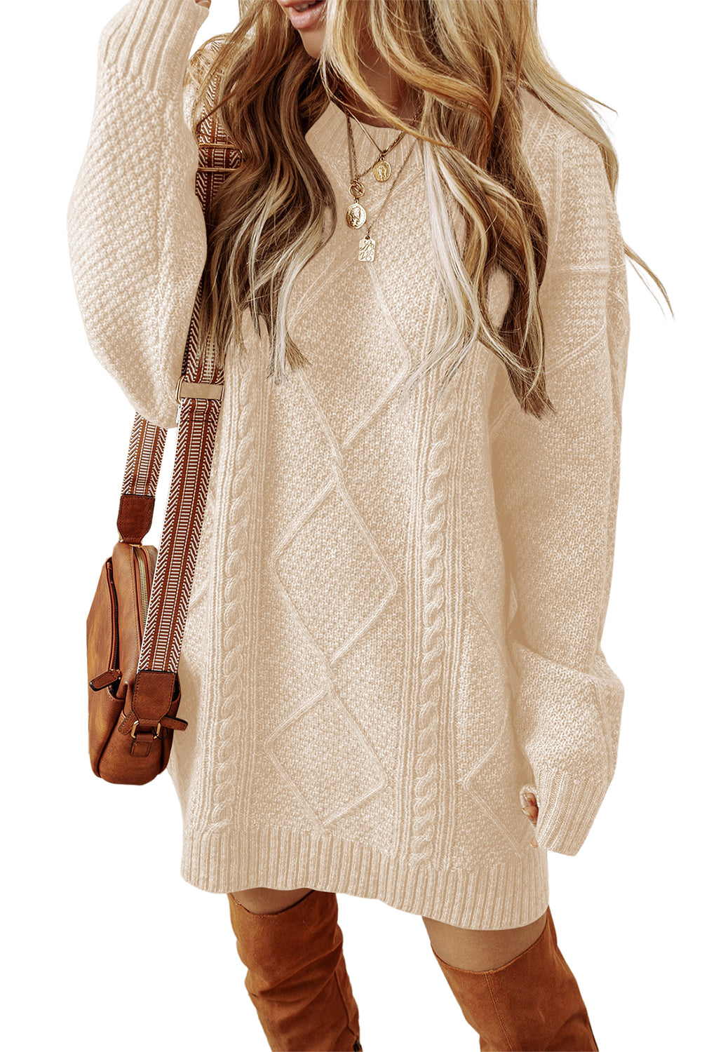 Robe pull coupe ample en tricot torsadé
