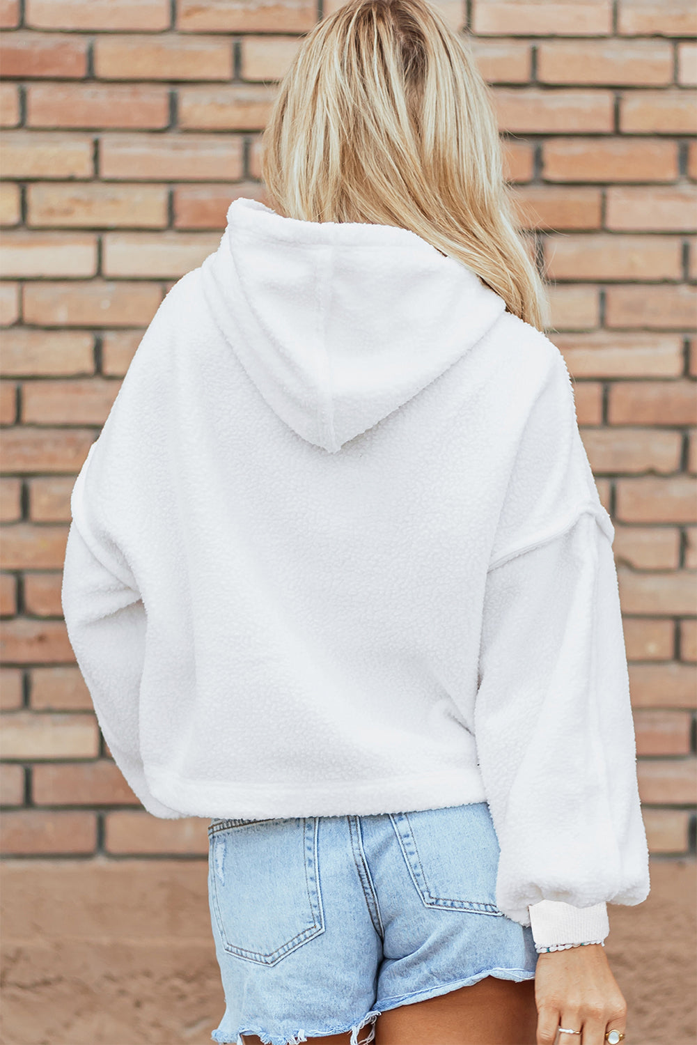 Sweat a capuche en polaire Sherpa a épaules tombantes
