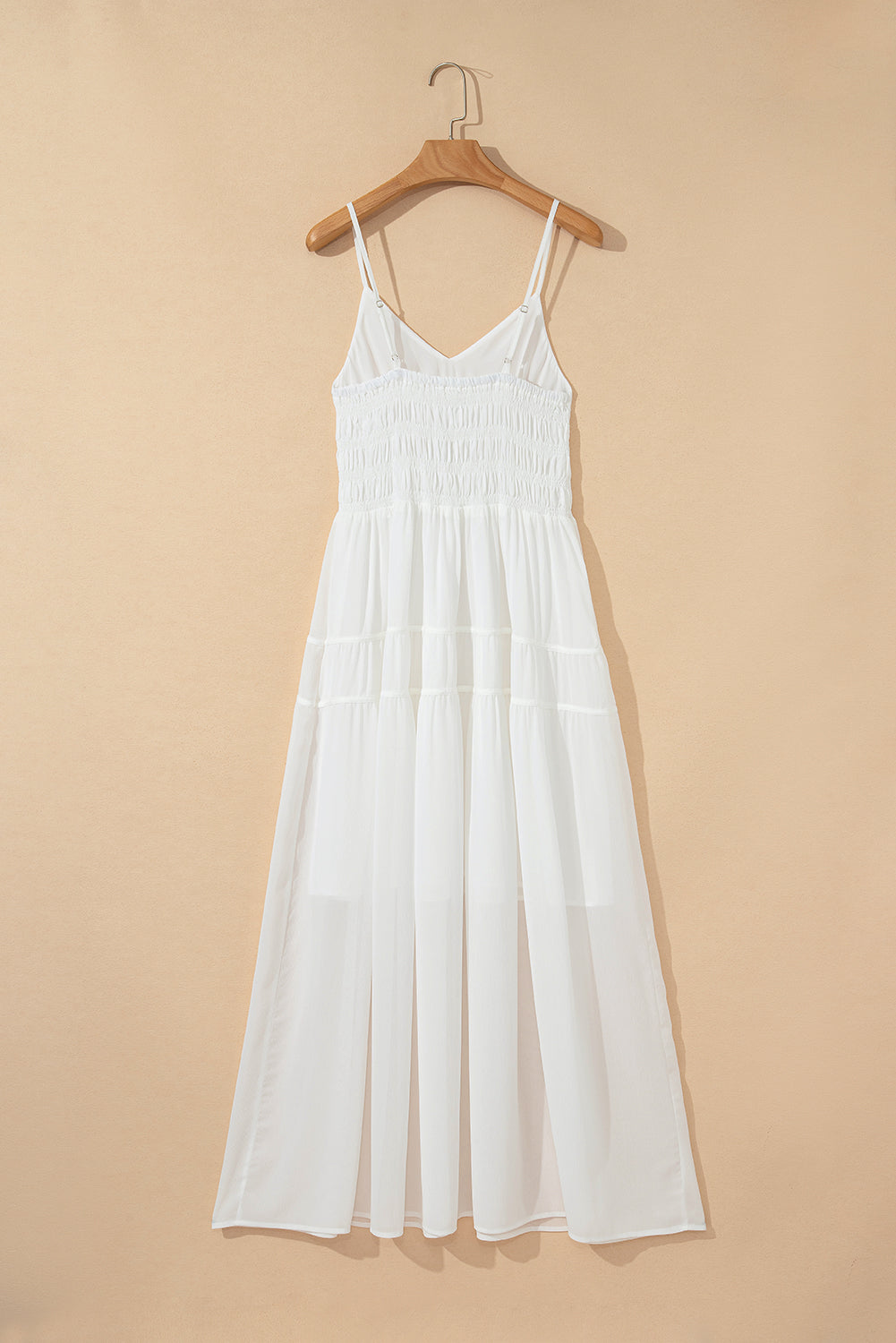 Robe longue élégante à bretelles spaghetti et taille haute