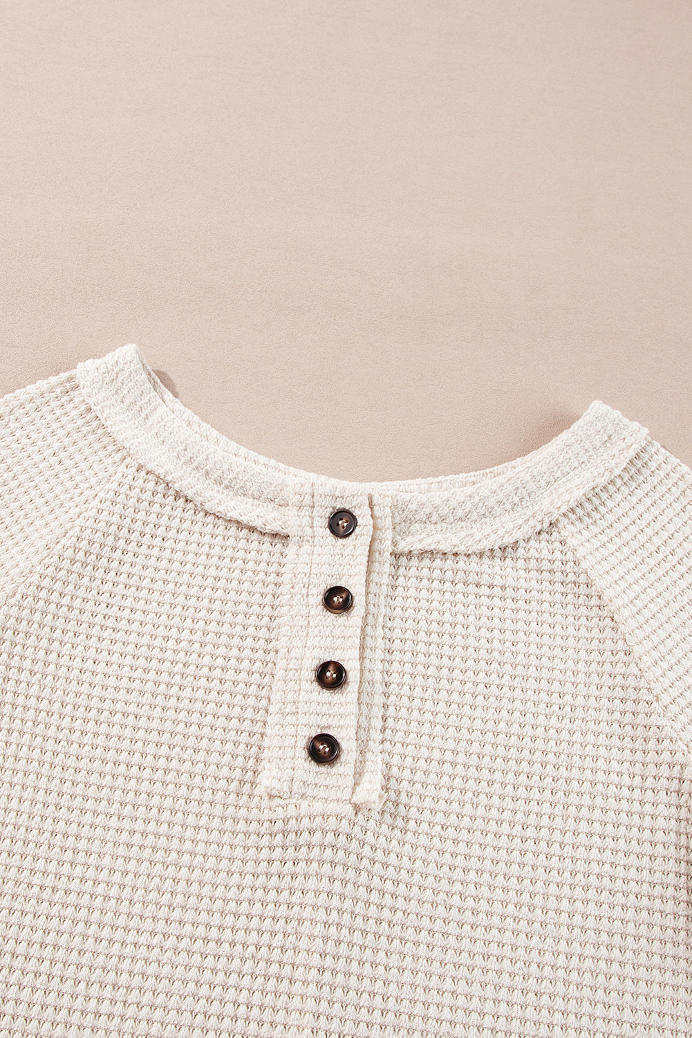 Blouse ample à manches raglan boutonnée sur le devant en tricot gaufré