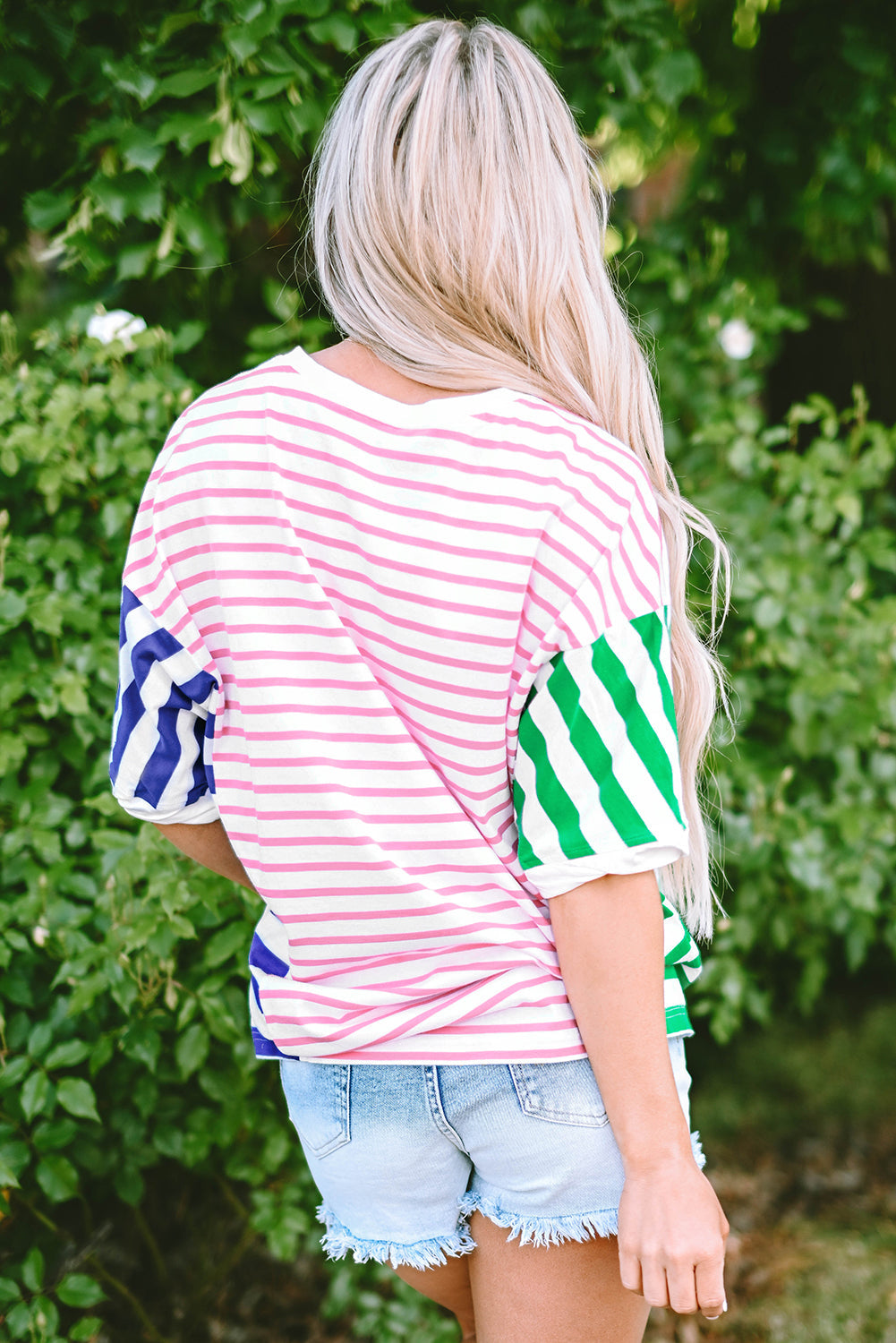 T-shirt ample patchwork color block