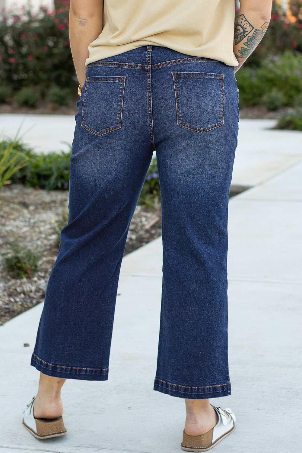 Jean Taille Haute Coutures Larges de Grande Taille