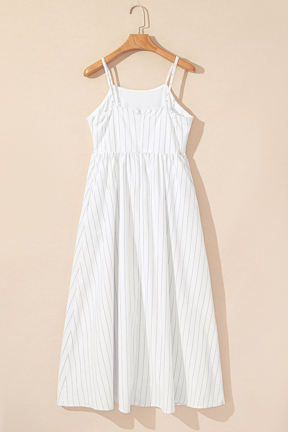 Robe longue taille haute à bretelles spaghetti et poches