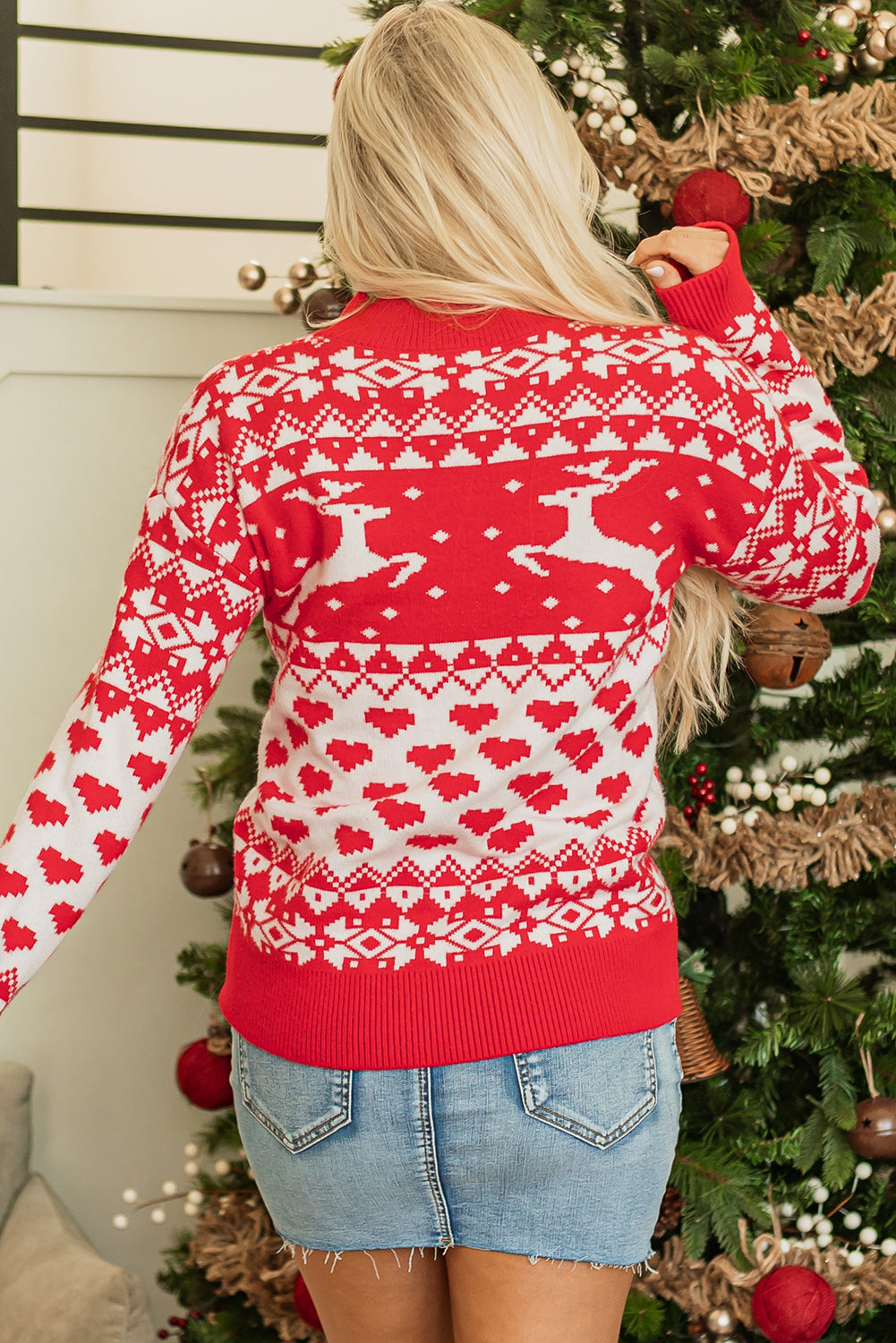 Pull a col montant avec motif cœur de renne joyeux Noël