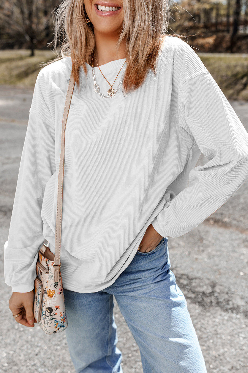 Sweat oversize en velours côtelé