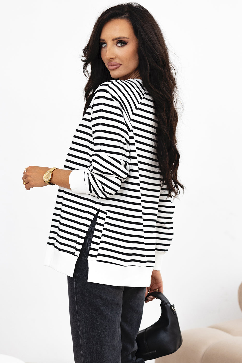 Sweat-shirt ample a manches raglan et fentes latérales