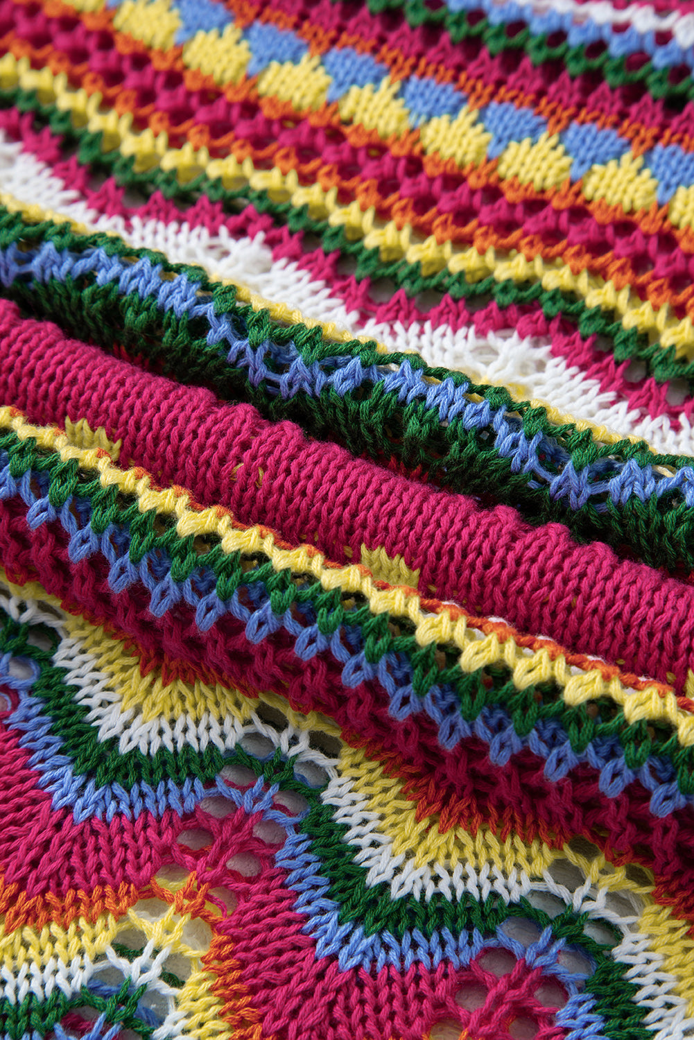 Pull a manches amples en tricot ajouré a rayures color block