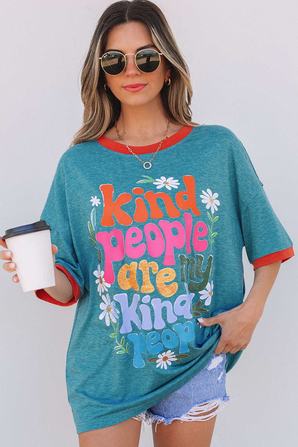 T-shirt surdimensionné avec imprimé « Les gens gentils sont mes gens gentils »