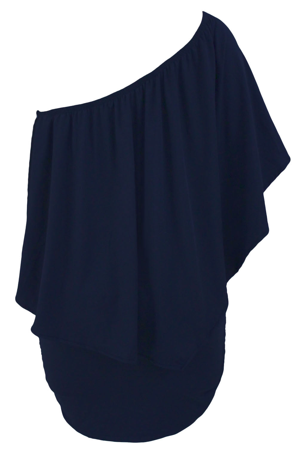 Mini-robe poncho superposée bleu foncé de grande taille