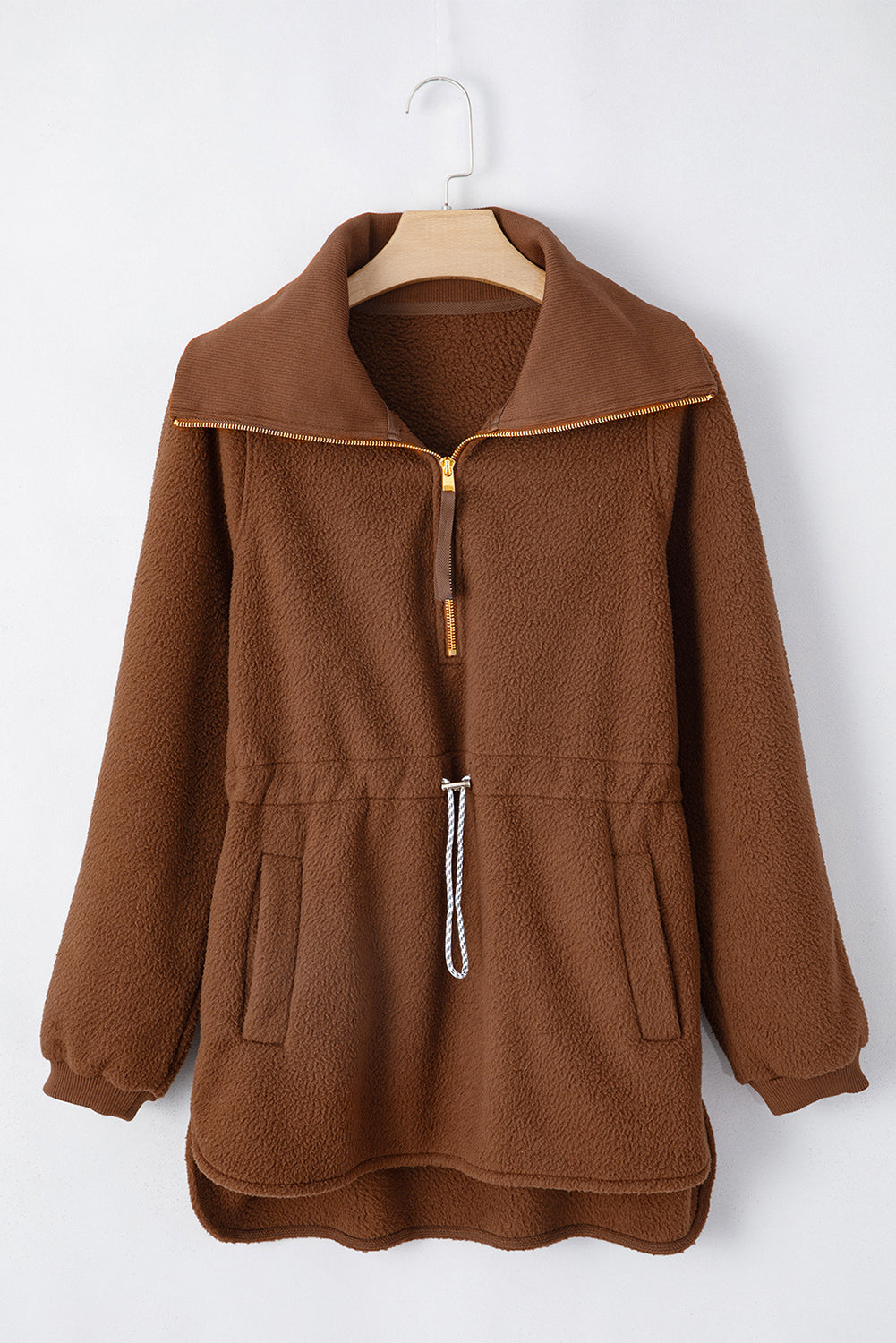 Sweat-shirt en molleton a demi-zip