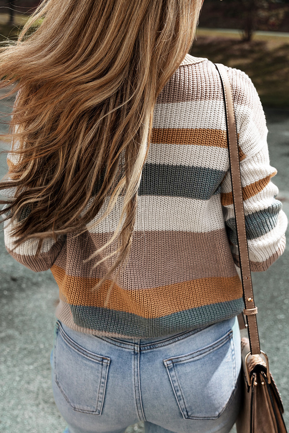Pull classique en tricot color block à col rond