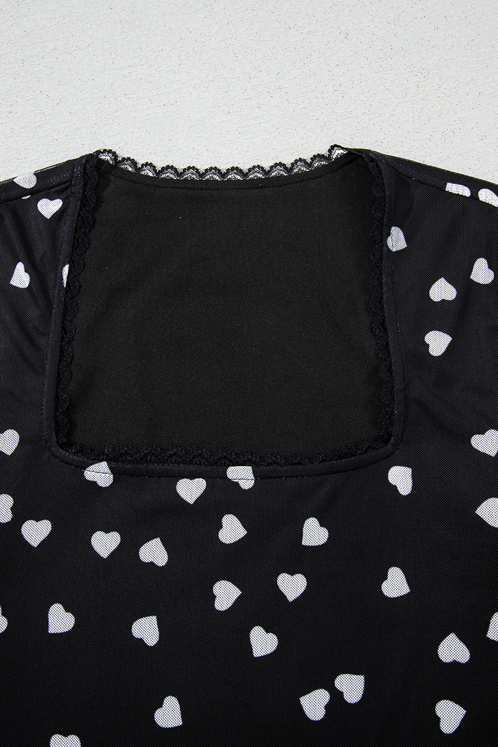 Body à col carré en maille patchwork en forme de cœur