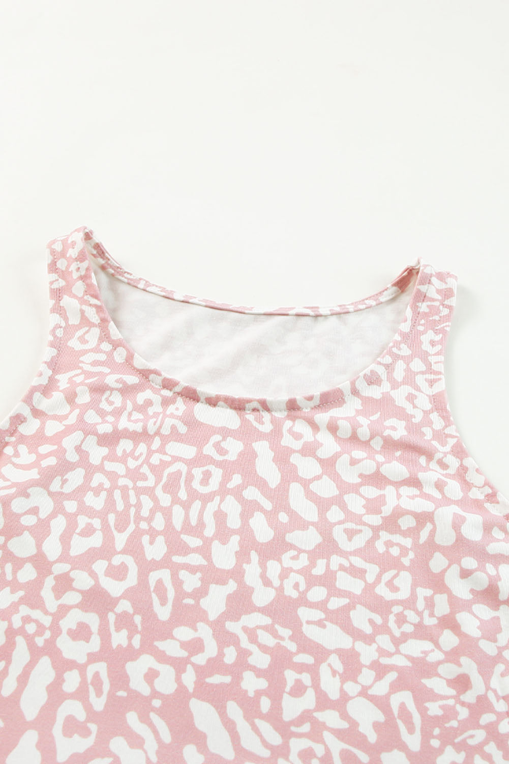 Robe longue sans manches à poches et imprimé léopard