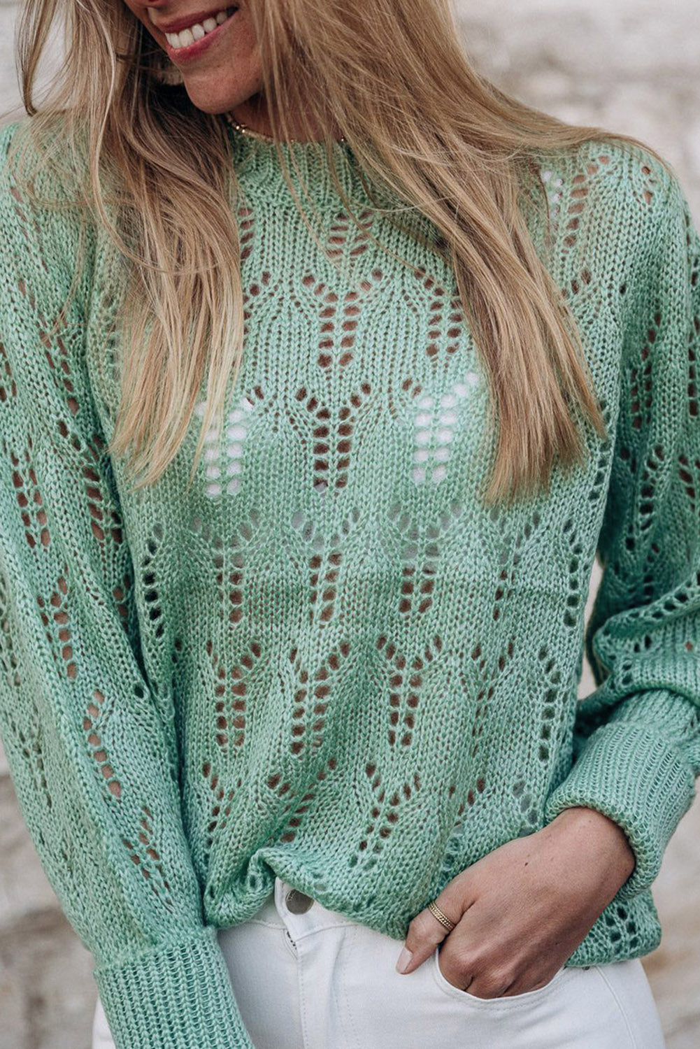 Pull en maille pointelle transparente
