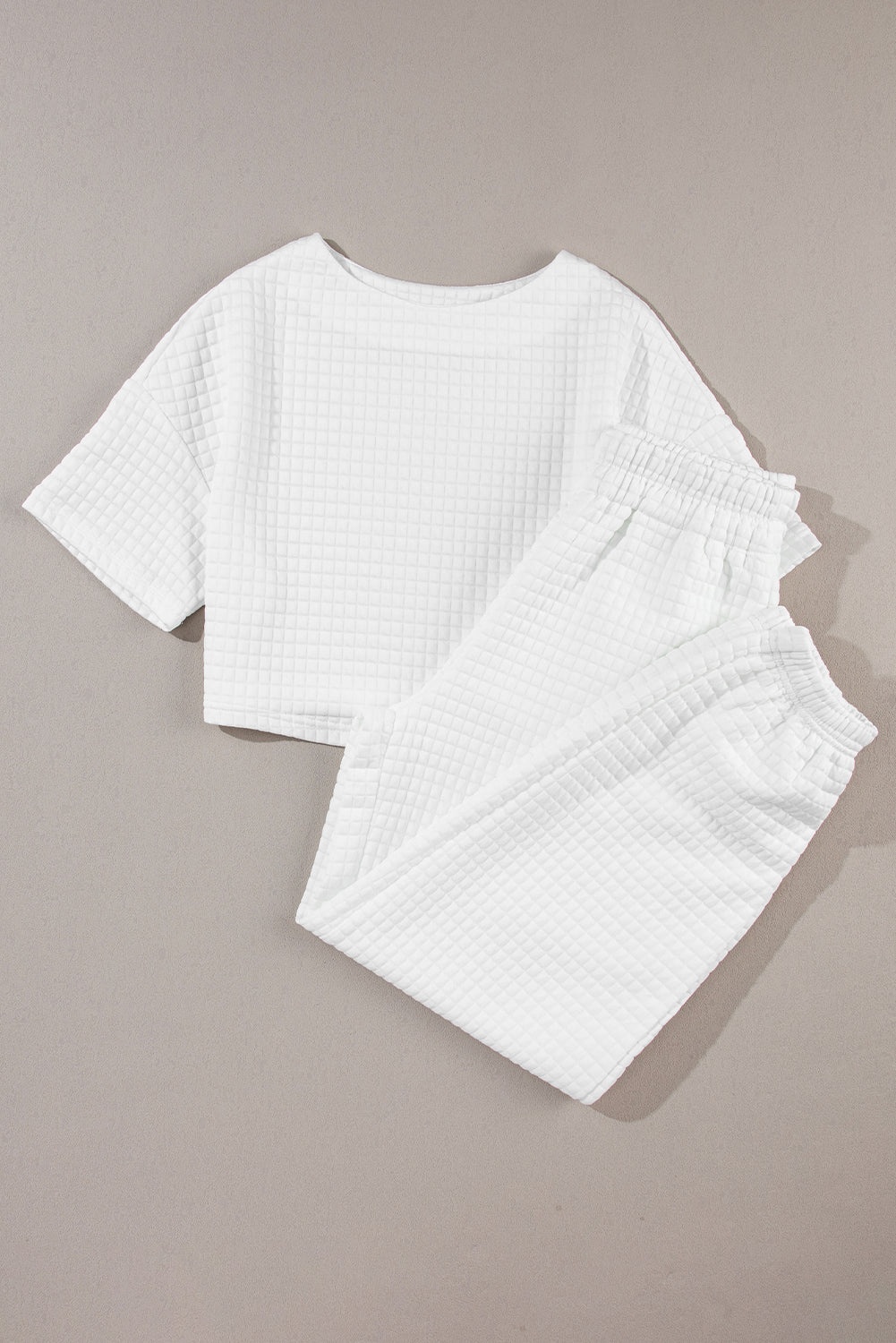 Ensemble t-shirt court texturé et pantalon de jogging texturé en treillis