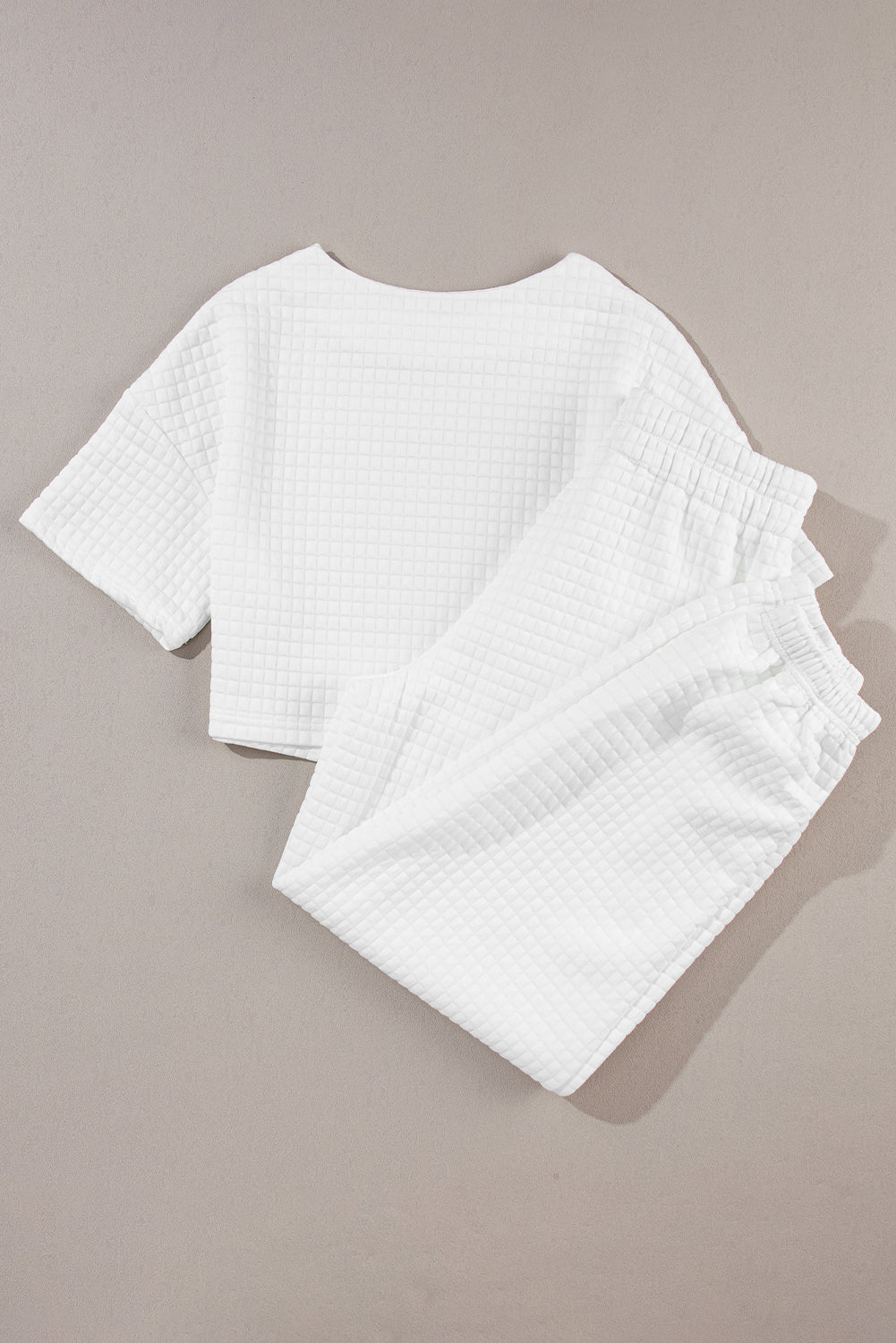 Ensemble t-shirt court texturé et pantalon de jogging texturé en treillis